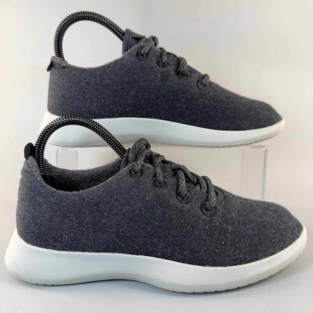 Allbirds Wool Runner Womens 7 Running Shoes Charcoal Gray White Lace Low Sneaker
